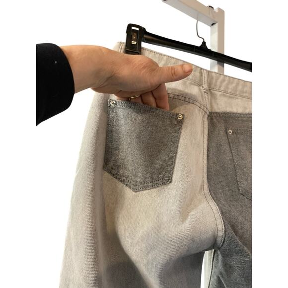 Emmiol Women's S Two Tone Colorblock Jeans Gray White Retro Colorblock Cotton - Picture 4 of 7